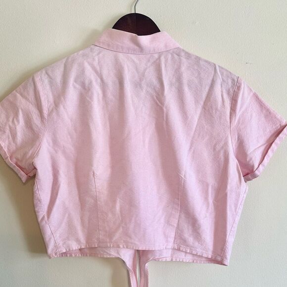Vintage cotton tie front polo shirt pink s - Picture 2 of 5